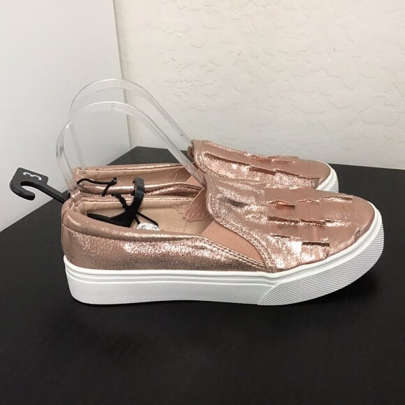 NWT Wonder Nation Girls Casual Ruffle Rose Gold Slip On Sneaker Size 3 - Picture 5 of 7